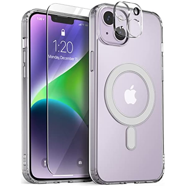 VRS Design Crystal Mixx Magnetic designed for iPhone 14 PLUS case cover compatible with MagSafe with Tempered Glass Screen Protector and Camera Lens Protector - Clear VRS Design Crystal Mixx Magnetic designed for iPhone 14 PLUS case cover compatible with MagSafe with Tempered Glass Screen Protector and Camera Lens Protector - Clear