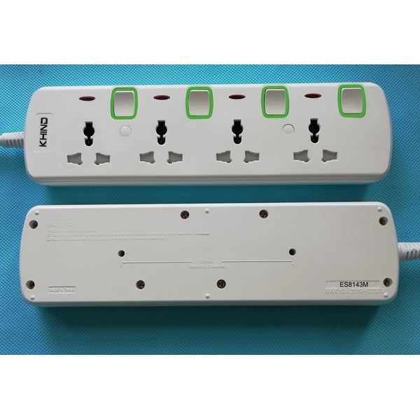 Universal Extension/trailing Socket 4way 5 Meter Fire Retardant Body Neon Indicator Molded 13a Plug 250v Ac  Es8143m5m