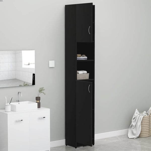 vidaXL Bathroom Cabinet Black 32x25.5x190 cm Engineered Wood vidaXL Bathroom Cabinet Black 32x25.5x190 cm Engineered Wood