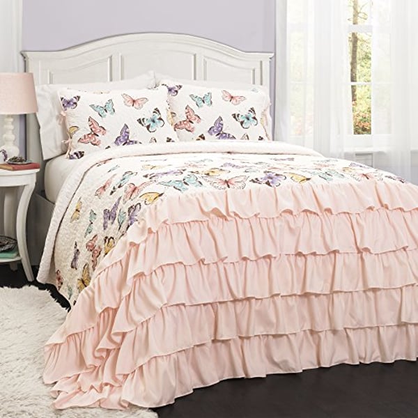 Lush Decor Flutter Butterfly 3-Piece Set Cute Quilted Bedspread (Full/Queen) Lush Decor Flutter Butterfly 3-Piece Set Cute Quilted Bedspread (Full/Queen)