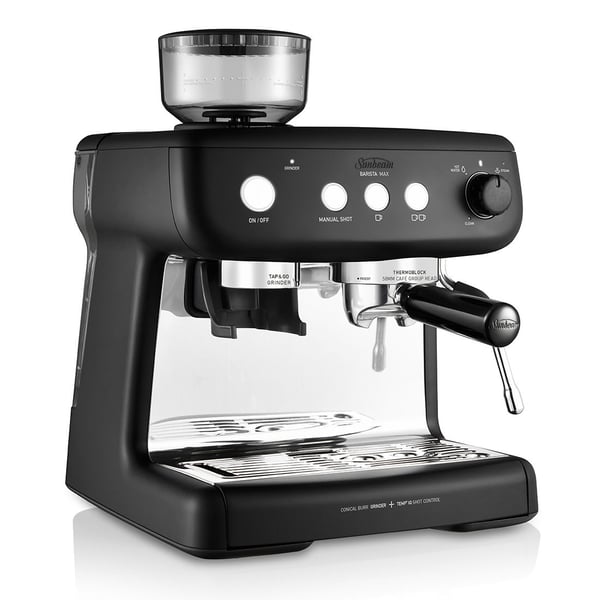 Sunbeam Em5300k Barista Max Coffee Machine | Automatic Espresso, Latte & Cappuccino Coffee Maker With Integrated Bean Grinder & Steam Milk Frother | 15 Bar Italian Pump | Black