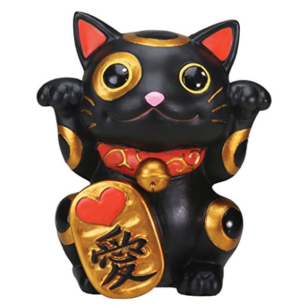 SUMMIT COLLECTION Black Maneki Neko Money Lucky Cat Chinese Japanese Statue SUMMIT COLLECTION Black Maneki Neko Money Lucky Cat Chinese Japanese Statue