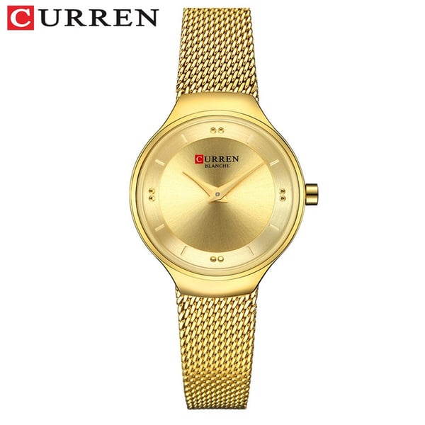 Curren CRN9028-GLD-Elegant Ladies Stainless Steel Mesh Watch