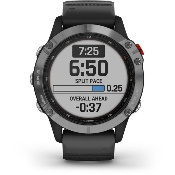 Garmin 010-02410-00 Fenix 6 Solar Silver W/Black Band