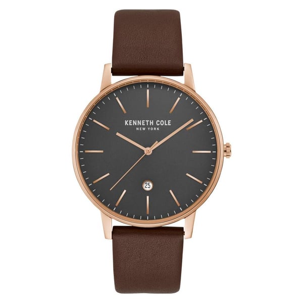 Kenneth Cole Classic Watch For Men with Brown Genuine Leather Strap