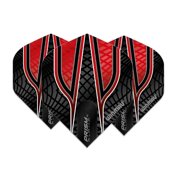 Winmau Prism Alpha Black & Red Dart Flight | 3 Pcs