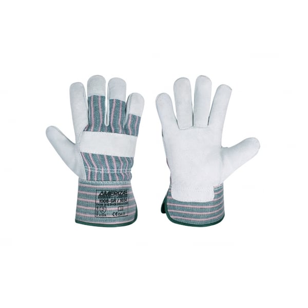 Ameriza 1008-GR/1034 Candy Stripped Leather Rigger Glove, Single Palm