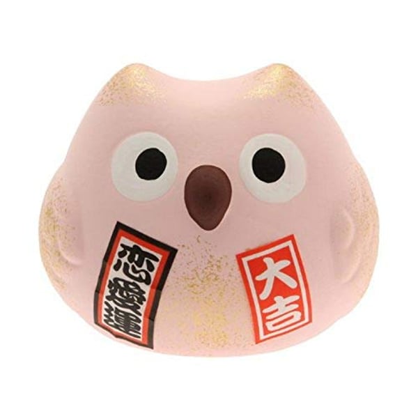 Kotobuki Fukuro Owl Charm Renai-Un Collectible Figurine, Love, Pink Kotobuki Fukuro Owl Charm Renai-Un Collectible Figurine, Love, Pink