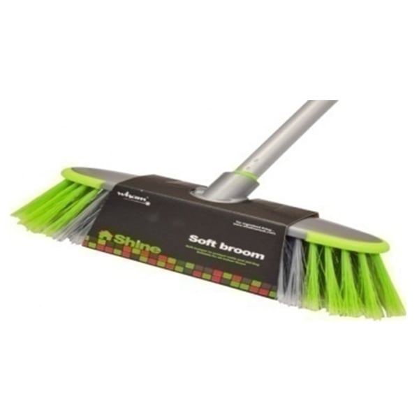 Shine DeLuxe Soft Broom With Handle Silver/Lime Shine DeLuxe Soft Broom With Handle Silver/Lime