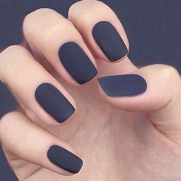 Buy Brishow Frosted Acrylic False Nails Navy Blue Matte Full Cover Fake  Ballerina Square Coffin Medium Nail Stickers For Women And Girls – Pack Of  24 Online in UAE | Sharaf DG