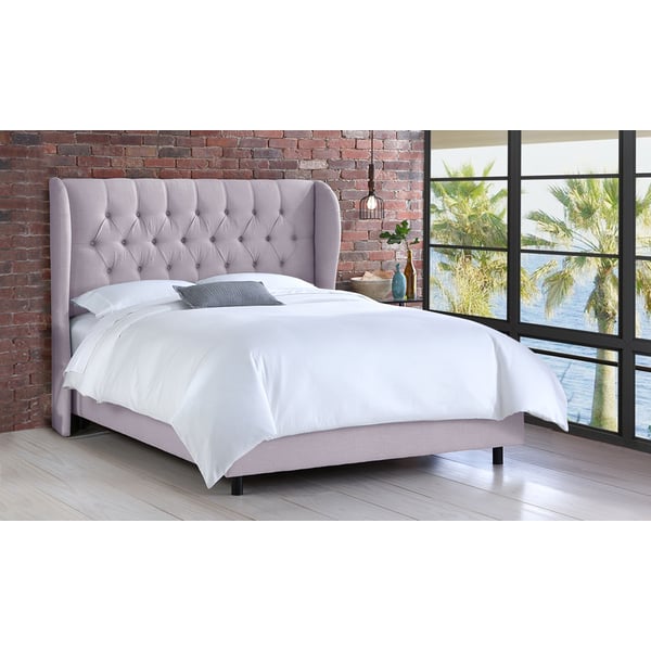 Linen upholstered clearance king bed