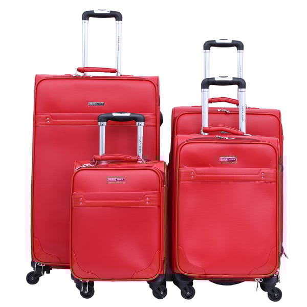 Para John 4 Pcs Travel Luggage Suitcase Trolley Set - Trolley Bag, Carry On Hand Cabin Luggage Bag - Pvc Leather Cabin Trolley Bag - Cabin Size Suitcase For Business Travellers - (16'' 20'' 24'' 28'')red