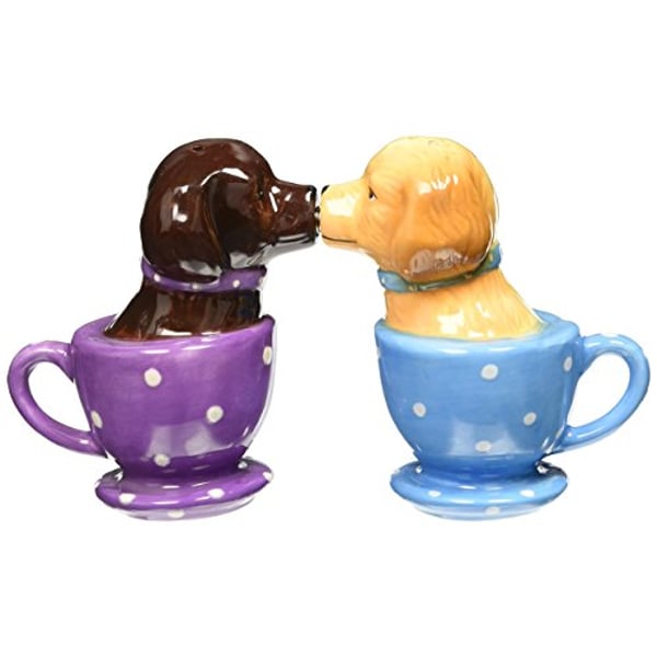 Pacific Giftware Pacific Trading Labrador Retriever Teacup Magnetic Salt & Pepper Shakers They Kiss! Attractives, 3 1/2'' Tall