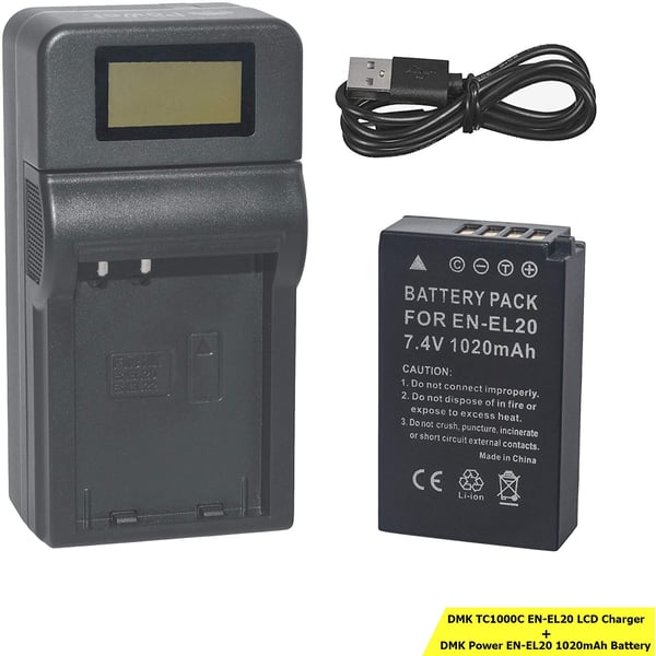 Dmk Power Enel20, En-el20a Batteries And Tc1000 Lcd Charger Compatible With Nikon Coolpix P1000, Dl24-500, Coolpix A, 1 Aw1, 1 J1, 1 J2, 1 J3, 1 S1, 1 V3 Digital Camera