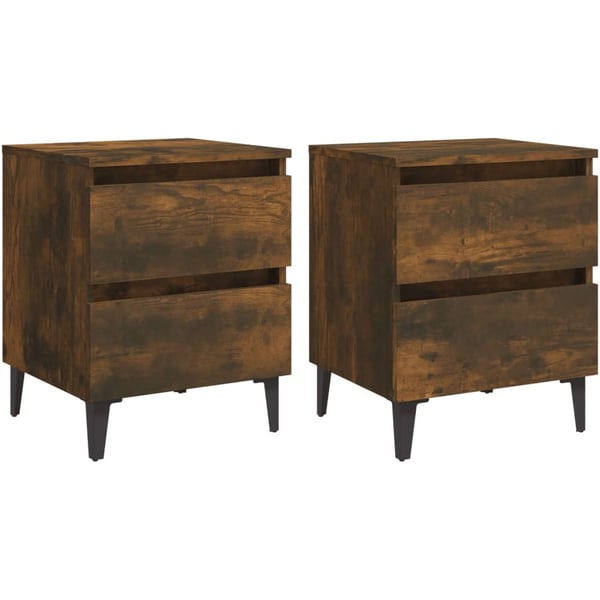 Vidaxl Bed Cabinets With Metal Legs 2 Pcs Smoked Oak 40x35x50 Cm Vidaxl Bed Cabinets With Metal Legs 2 Pcs Smoked Oak 40x35x50 Cm