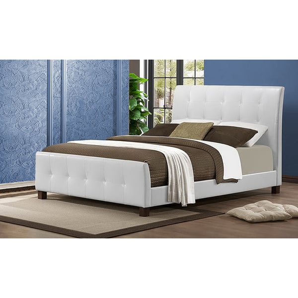 White leather platform on sale bed