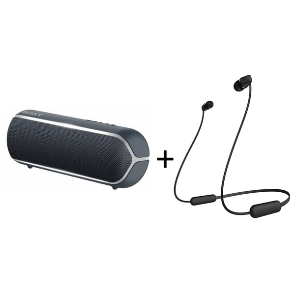 Sony SRS-XB22/B EXTRA BASS Portable Bluetooth Speaker Black + Sony WIC200 Headphone