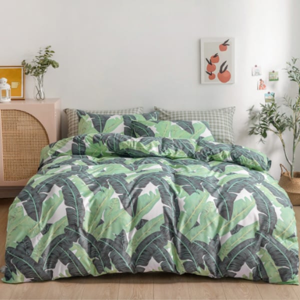 Deals For Less Luna Home - Without Filler 6 Pieces King Size, Leaves Design Pine Green Color, Bedding Set