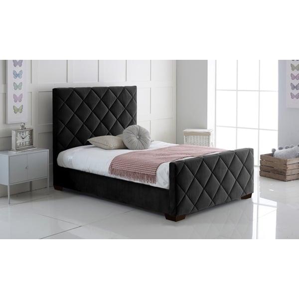 Black velvet king bed hotsell