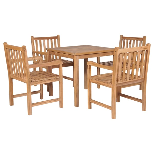 vidaXL 5 Piece Outdoor Dining Set Solid Teak Wood vidaXL 5 Piece Outdoor Dining Set Solid Teak Wood