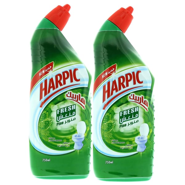 Harpic Toilet Cleaner Fresh Pine (Green) 750 ml Pack Of 2