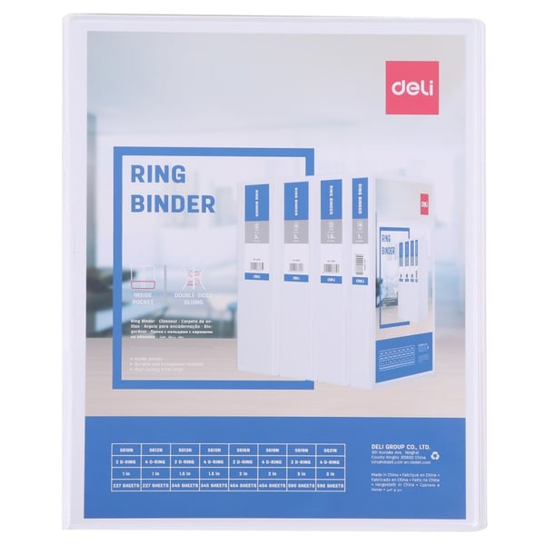 Deli Pp 1in 2 D-ring View Binder A4