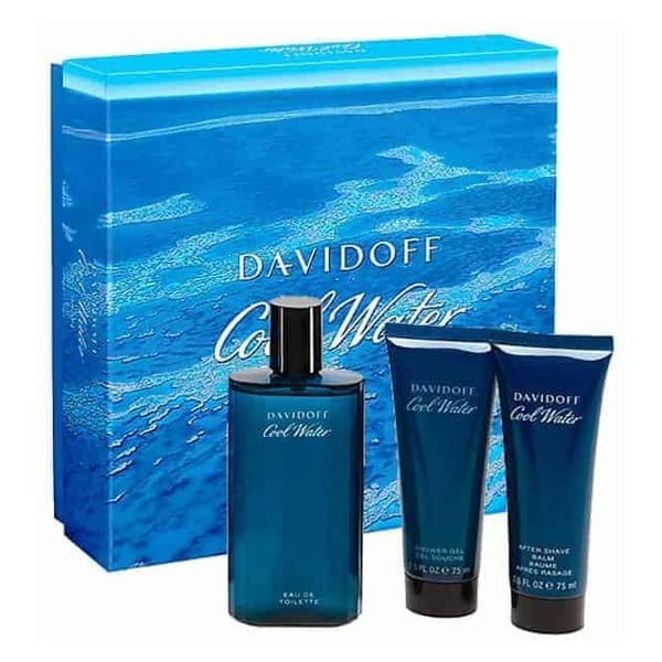 Davidoff Cool Water EDT 125ml+75ml AfterShave Balm+75ml Shower Gel Giftset Men