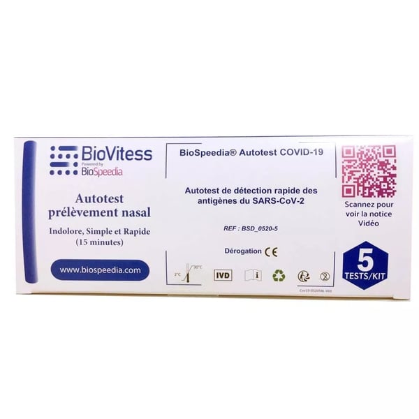 Biospeedia Biovitess Covid-19 Antigen Rapid Self Autotest Kit 5's Biospeedia Biovitess Covid-19 Antigen Rapid Self Autotest Kit 5's