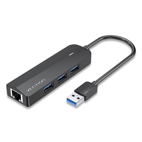 Vention 3-port Usb 3.0 Hub With Gigabit Ethernet Adapter 0.15m Black CHNBB