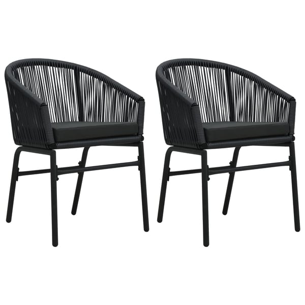 Vidaxl Garden Chairs 2 Pcs Black Pvc Rattan