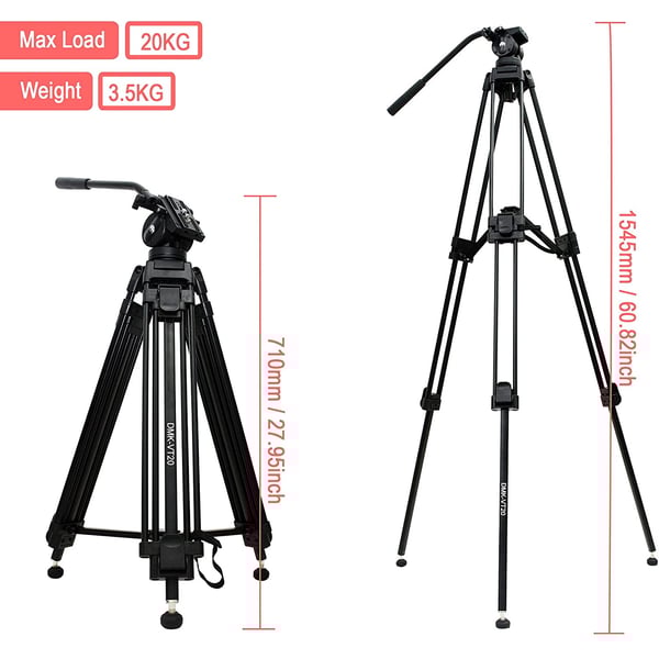 Dmk Power-vt20 Video Tripod Aluminum 3 Stage With Fluid Video Head Dmk Power-vt20 Video Tripod Aluminum 3 Stage With Fluid Video Head