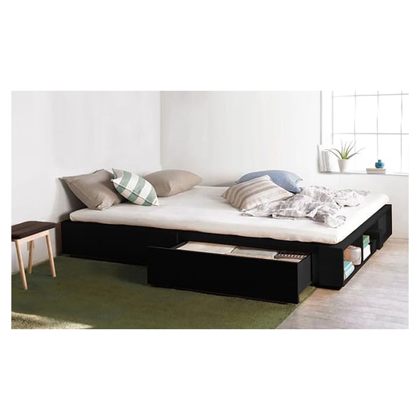 Solid MDF Wood Storage Bed Super King without Mattress Black Solid MDF Wood Storage Bed Super King without Mattress Black