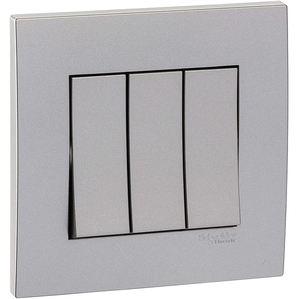 Schneider Electric Kb33r_1_as Vivace Silver - 1-way Plate Switch 3 Gang - 16ax - Silver