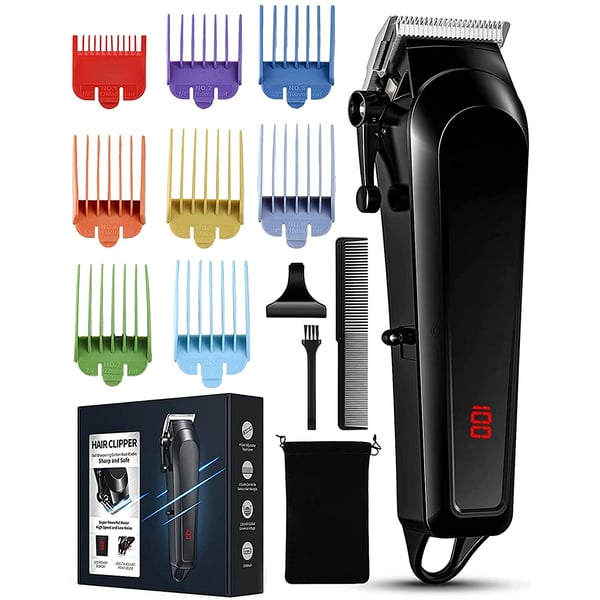 Atmoko Hair Clippers For Men Professional Hair Trimmer Kits 8 Color Combs - Usb Rechargeable, Black