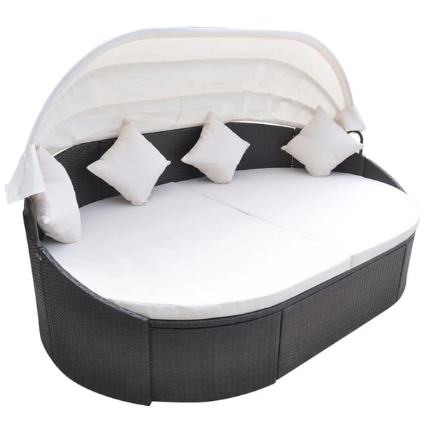 Vidaxl Outdoor Lounge Bed With Canopy Poly Rattan Brown Vidaxl Outdoor Lounge Bed With Canopy Poly Rattan Brown
