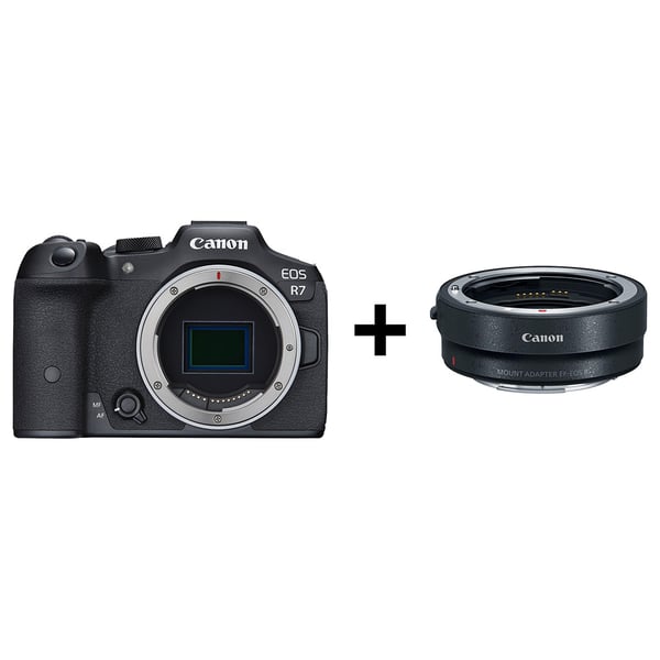 Canon EOS R7 Mirrorless Digital Camera Body Black With EF-EOS R Mount Adapter