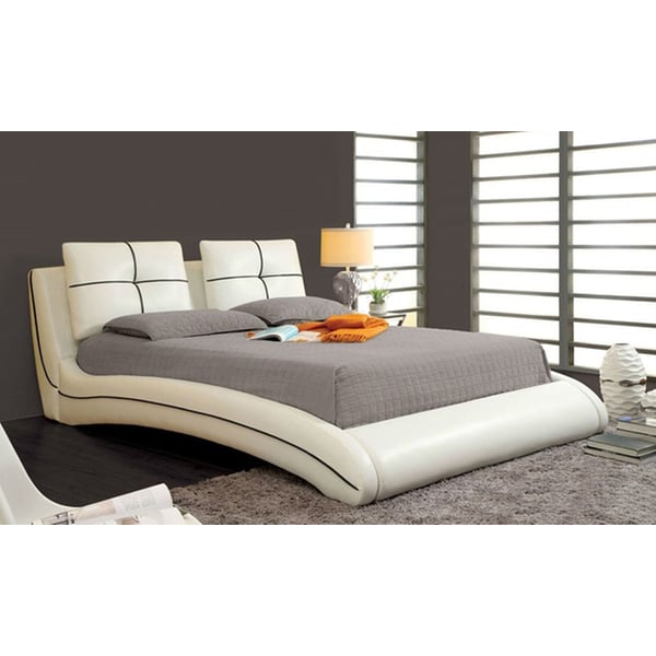 Upholstered Curved Bed Frame King Without Mattress Off White