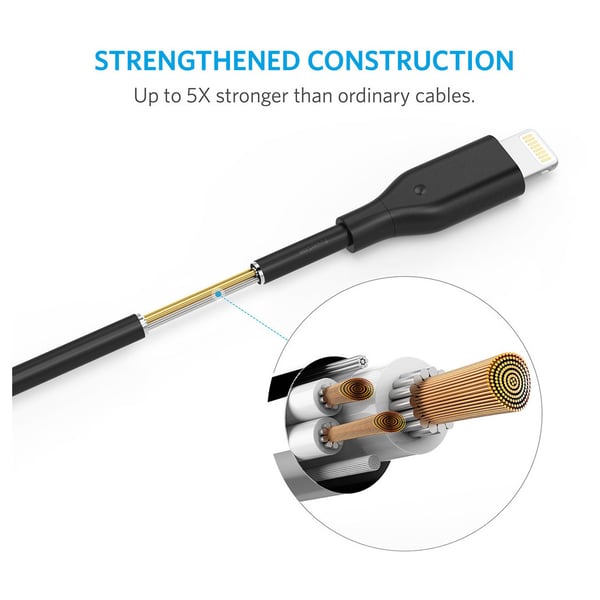 Anker ANA8111H12 Powerline Lightning Power Cable 9m Black For iPhone