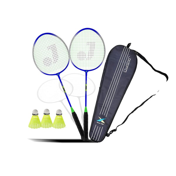 Jaspo - Badminton Racquet With Bag And 3 Pastic Shuttle Corks | Complete Badminton Set | Outdoor Backyard Games Jaspo - Badminton Racquet With Bag And 3 Pastic Shuttle Corks | Complete Badminton Set | Outdoor Backyard Games