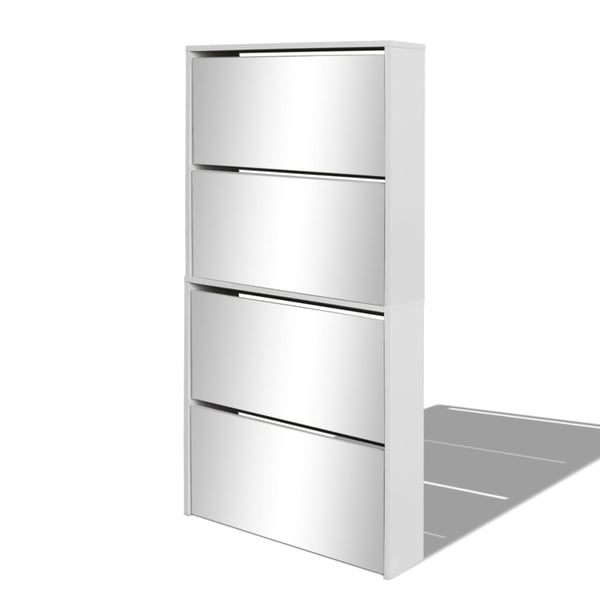 vidaXL Shoe Cabinet 4-Layer Mirror White 63x17x134 cm vidaXL Shoe Cabinet 4-Layer Mirror White 63x17x134 cm