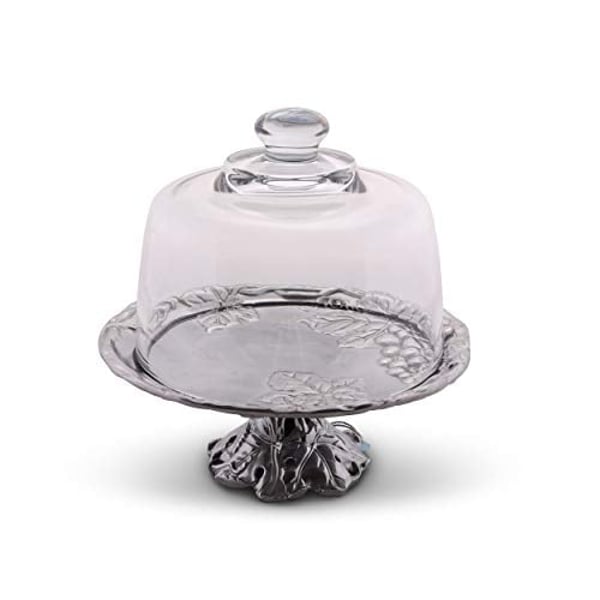 Buy Arthur Court Metal Grape Footed Plate With Glass Dome In Grape Pattern Sand Casted In Aluminum With Artisan Quality Hand Polished Designer Tanish Free 7 Inch Cheese Plate Online In Uae