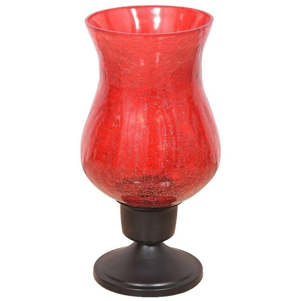 Crackle Red Hurricane Vase 25 cm