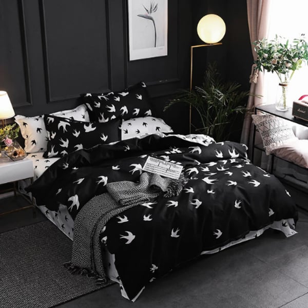 Luna Home King Size 6 Pieces Bedding Set Without Filler,bird Design