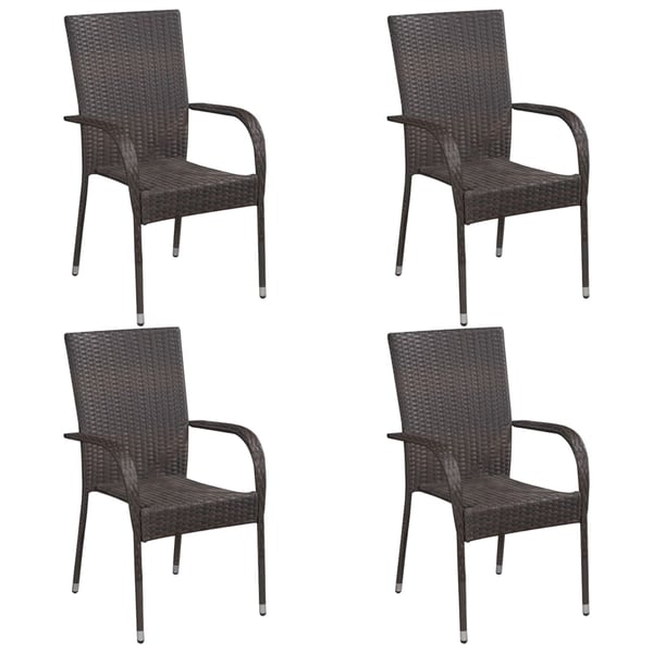 Vidaxl Stackable Outdoor Chairs 4 Pcs Poly Rattan Brown Vidaxl Stackable Outdoor Chairs 4 Pcs Poly Rattan Brown
