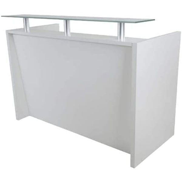 Mahmayi Harrera R06-14 Modern Reception Desk with Lockable 3 Drawer Filing Cabinet - White