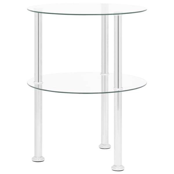 vidaXL 2-Tier Side Table Transparent 38 cm Tempered Glass vidaXL 2-Tier Side Table Transparent 38 cm Tempered Glass