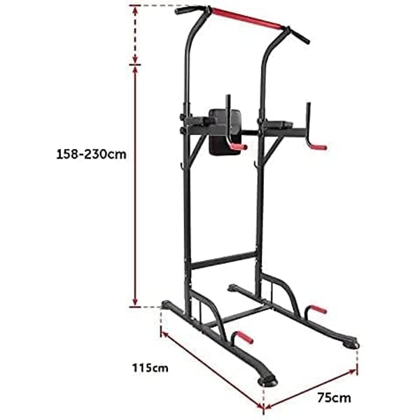 ULTIMAX Multifunction Power Tower Pull Up Dip Station Power Tower Chin Up Bar Push Pull Up Knee Raise Weight Bench Gym Station Home Gym