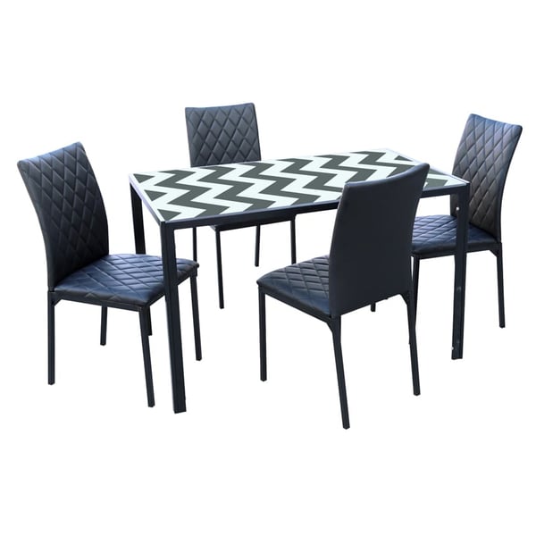 Wave 4-Seater Dining Set - Black Wave 4-Seater Dining Set - Black