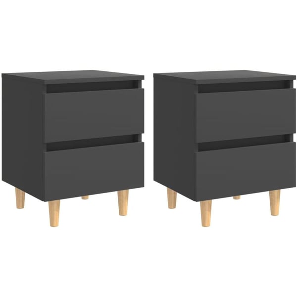 Vidaxl Bed Cabinets With Solid Pinewood Legs 2 Pcs Grey 40x35x50 Cm