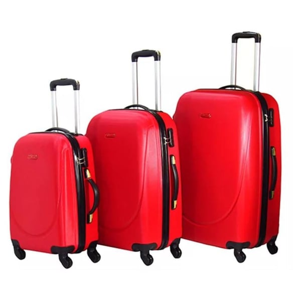 Highflyer Curve Series Trolley Luggage Bag Red 3pc Set TH10103PC